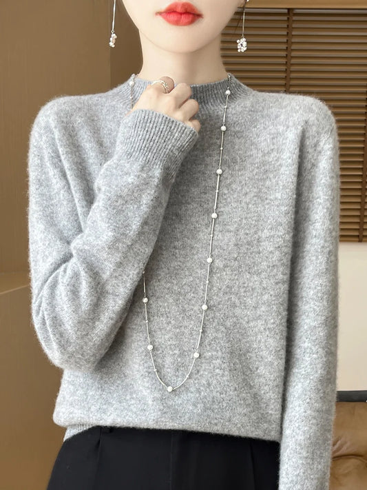 Wool-Blend Mock-Neck Sweater