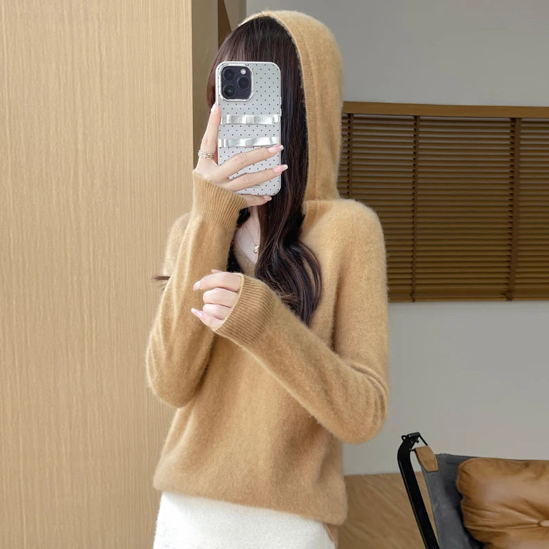 Hooded Wool-Blend Pullover Sweater