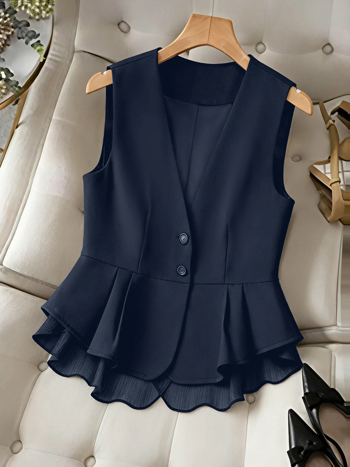 Peplum Waistcoat with Chiffon Hem