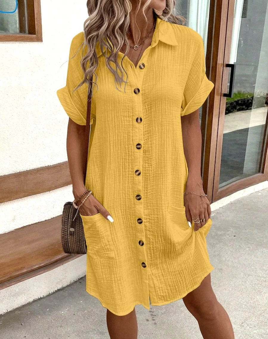 Knee-Length V-Neck Day Dress