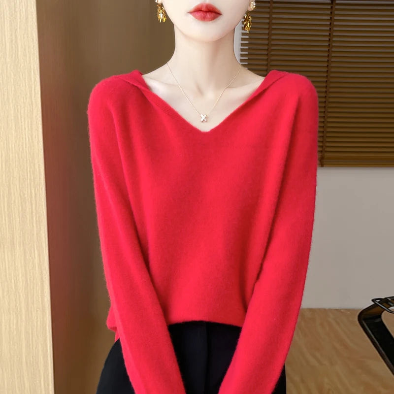 Hooded Wool-Blend Pullover Sweater