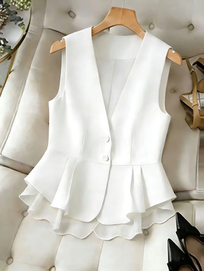 Peplum Waistcoat with Chiffon Hem