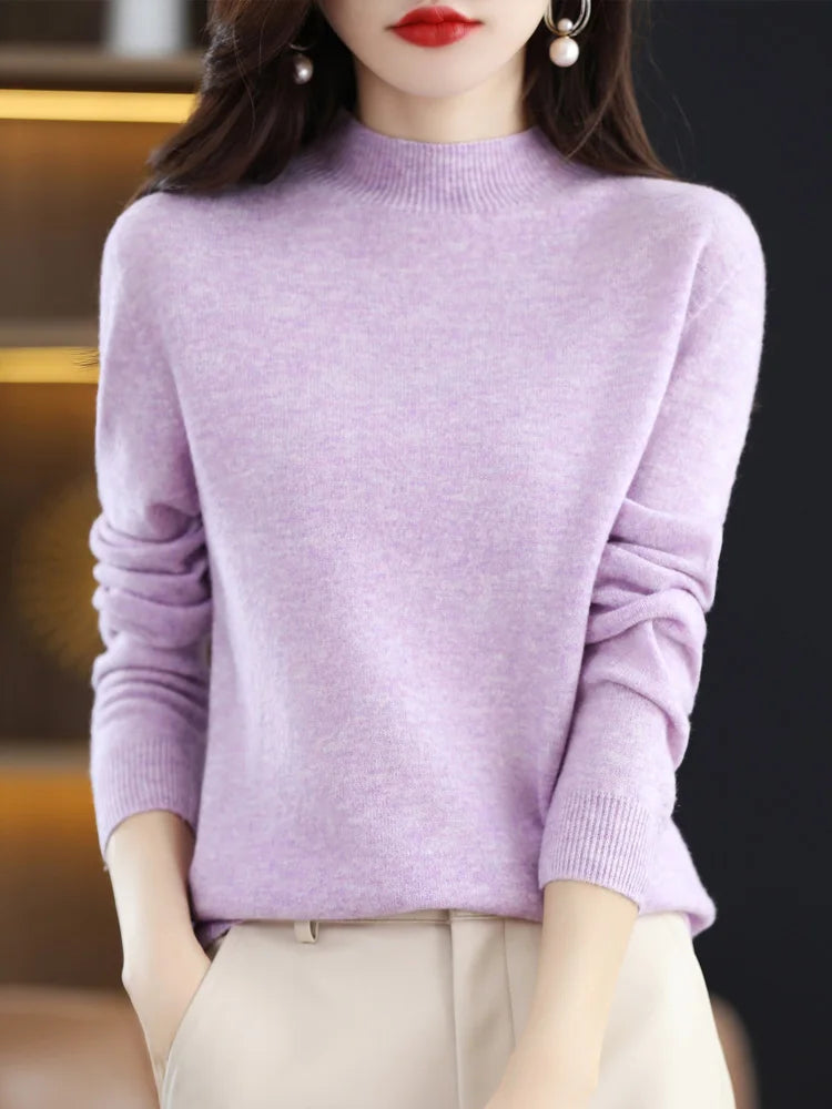 Wool-Blend Mock-Neck Sweater