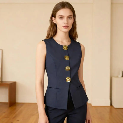 Waist-Cinching Crew-Neck Vest
