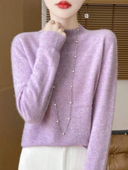Wool-Blend Mock-Neck Sweater