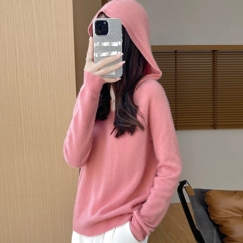 Hooded Wool-Blend Pullover Sweater