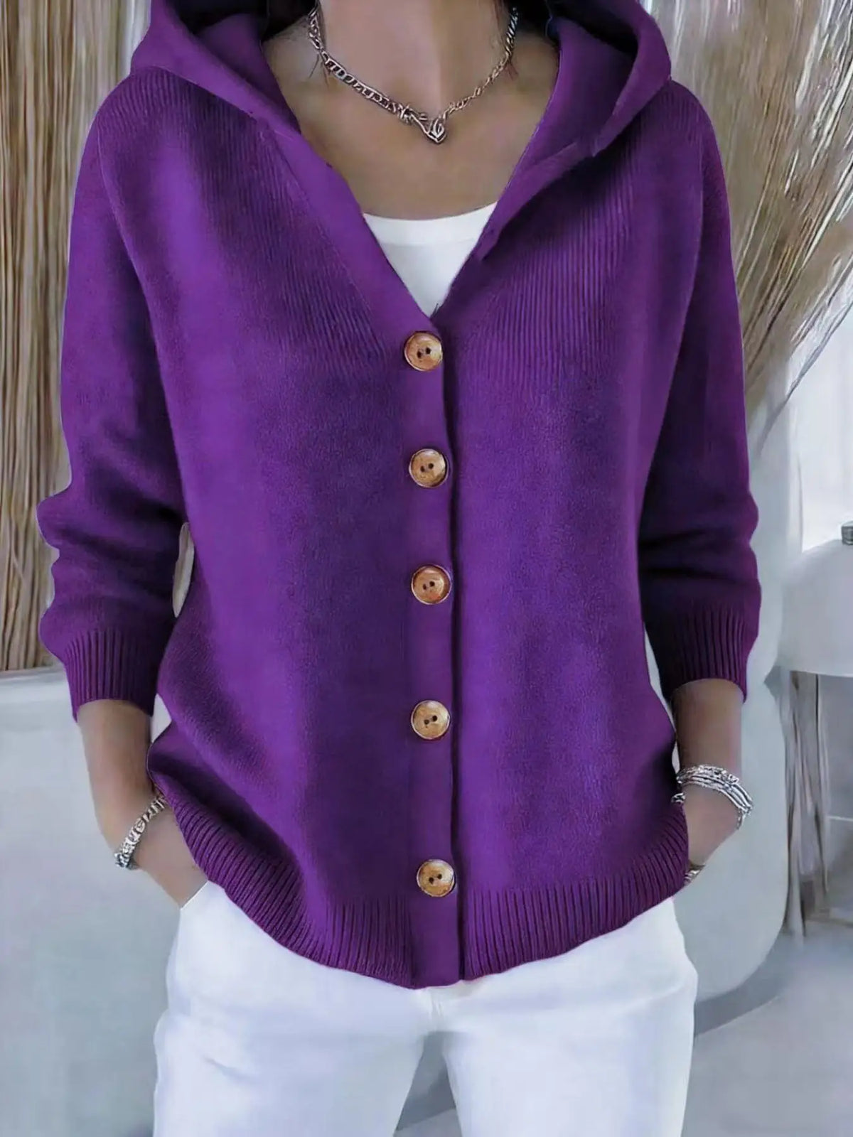 Hooded Knit Cardigan
