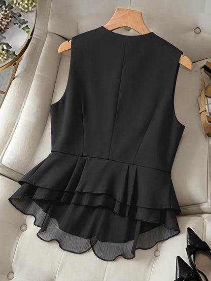 Peplum Waistcoat with Chiffon Hem