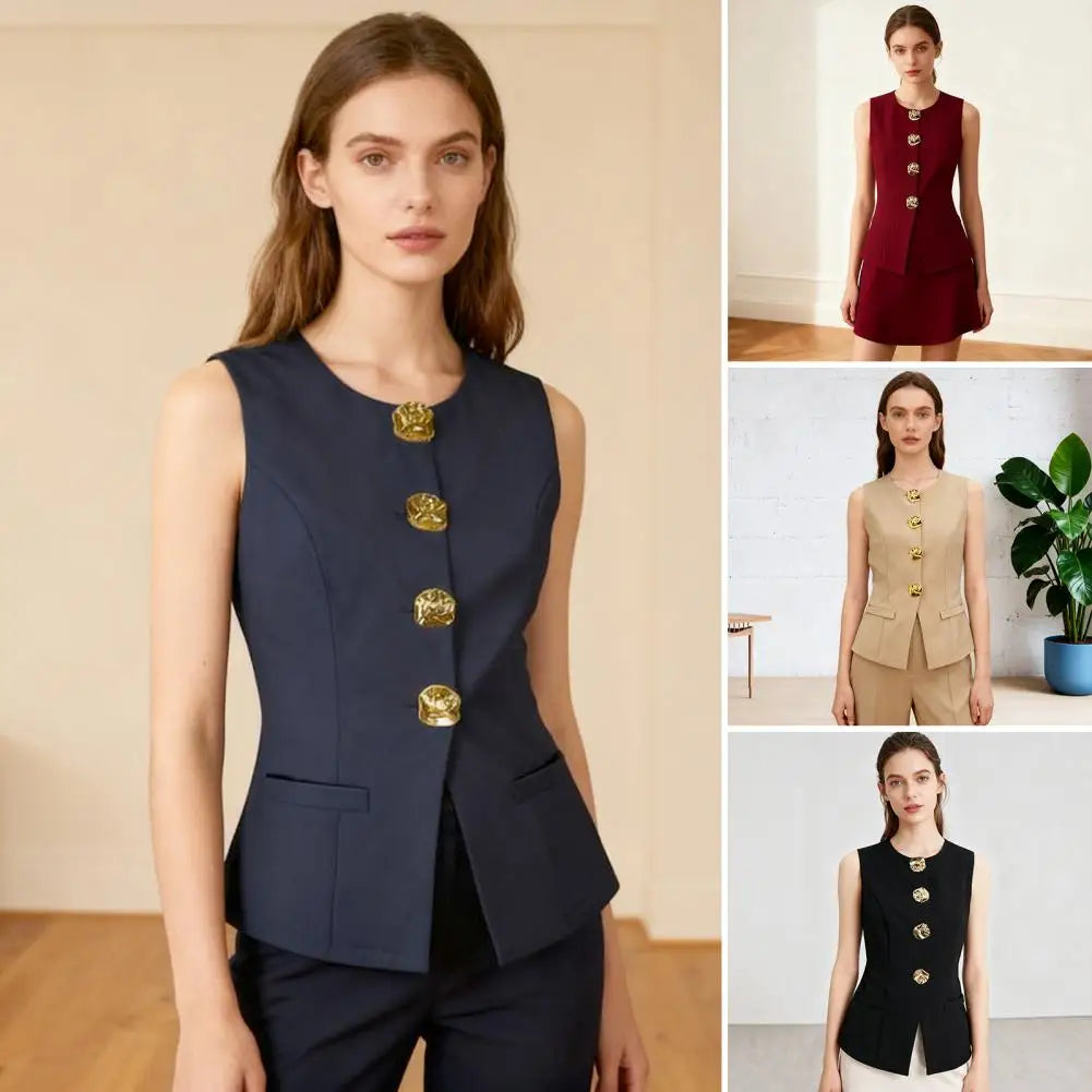 Waist-Cinching Crew-Neck Vest