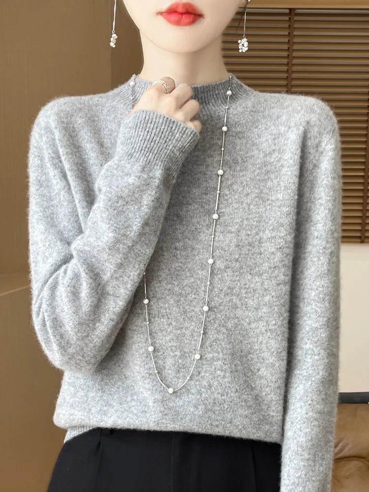 Wool-Blend Mock-Neck Sweater