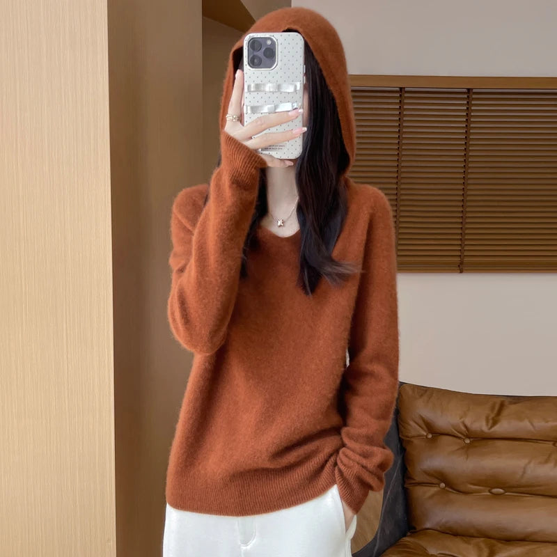 Hooded Wool-Blend Pullover Sweater