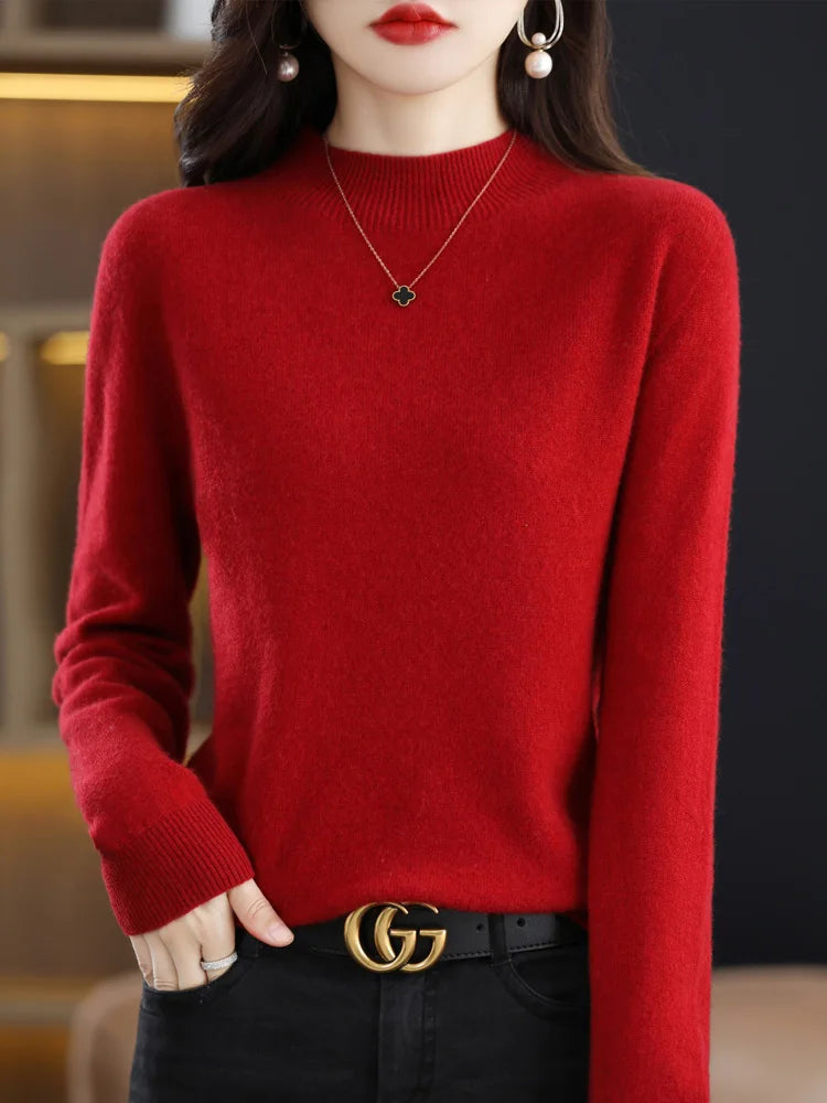 Wool-Blend Mock-Neck Sweater