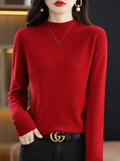 Wool-Blend Mock-Neck Sweater