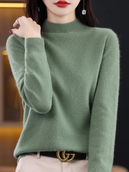 Wool-Blend Mock-Neck Sweater