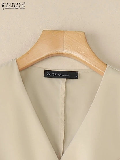 Gestept vest met diagonale knoopsluiting en plooizoom
