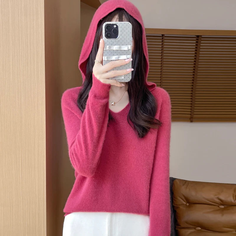 Hooded Wool-Blend Pullover Sweater