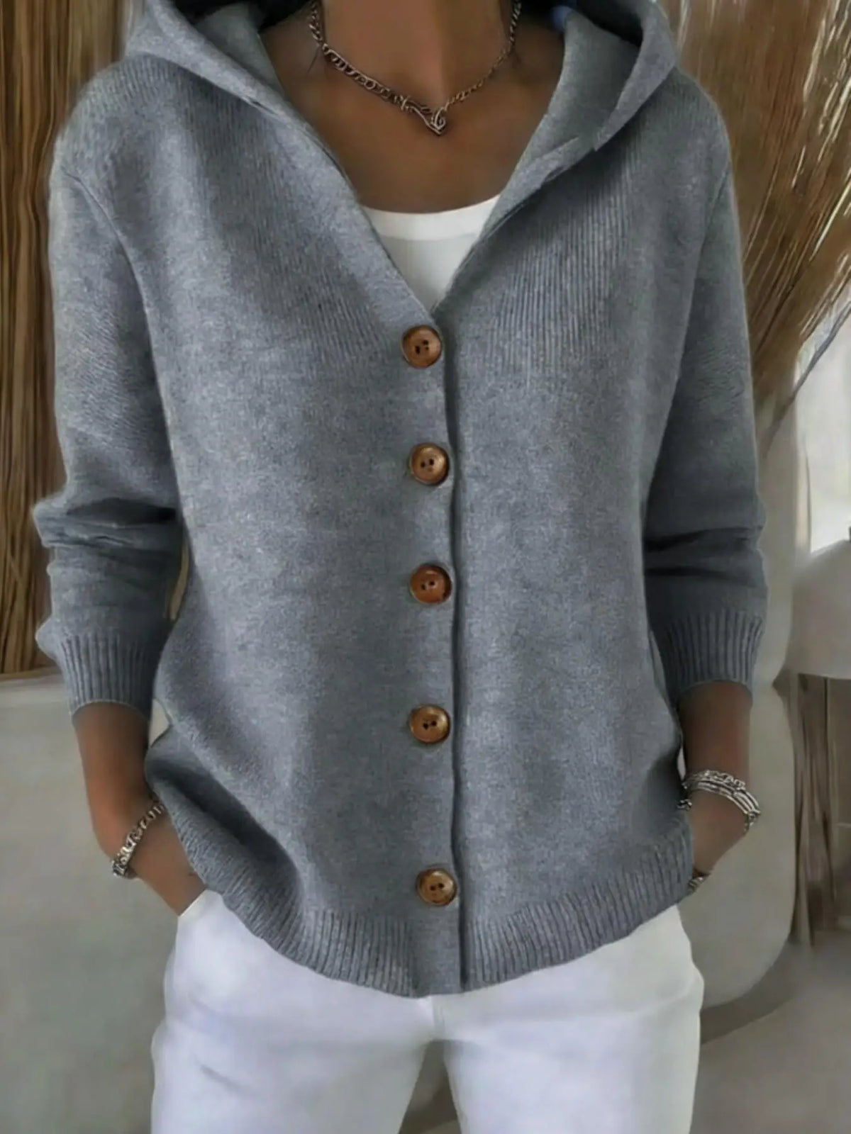 Hooded Knit Cardigan