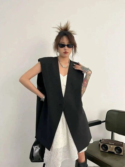 Sleeveless Notched Blazer Vest
