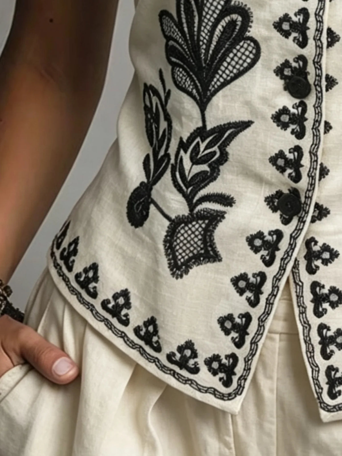 Embroidered Cotton Waistcoat
