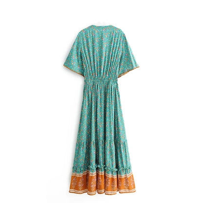 Floral Tassel-Trim Bohemian Maxi Dress