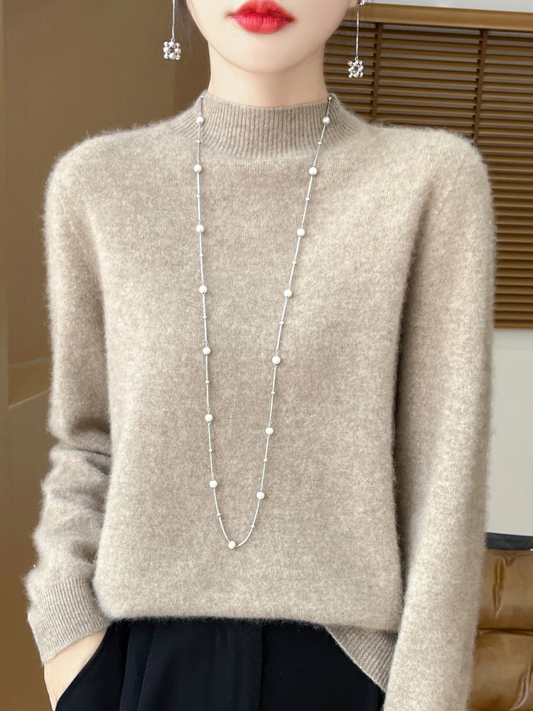 Wool-Blend Mock-Neck Sweater