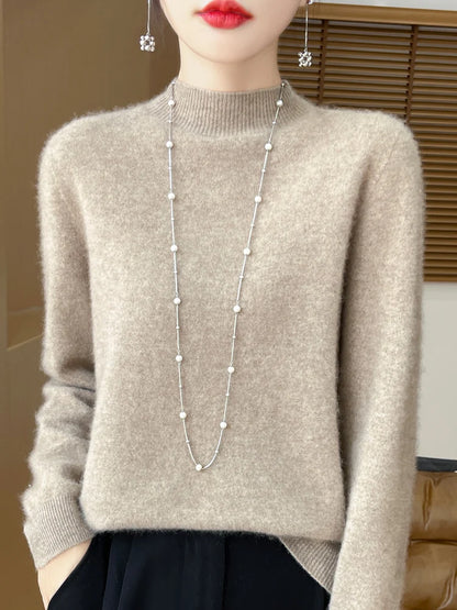 Wool-Blend Mock-Neck Sweater