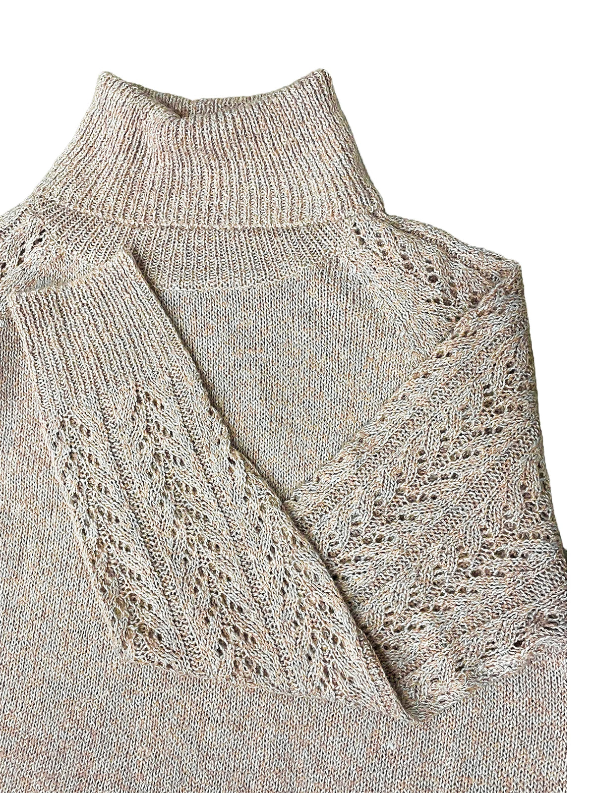 High-Neck Open-Weave Pullover