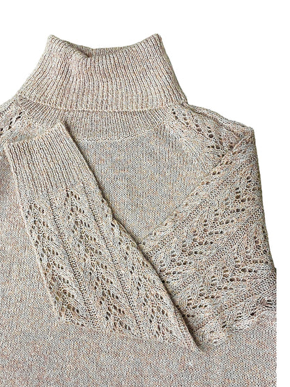 High-Neck Open-Weave Pullover