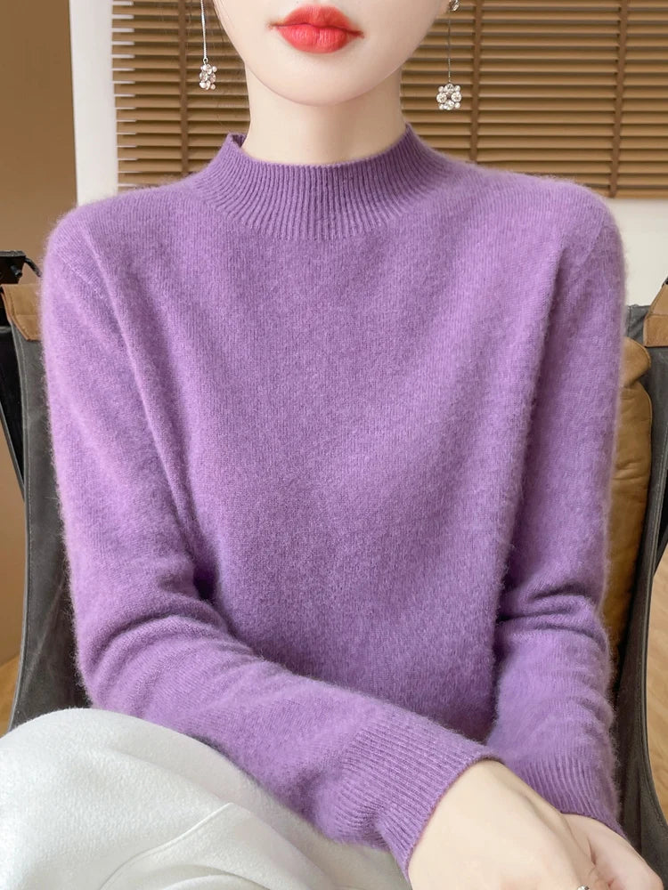 Wool-Blend Mock-Neck Sweater