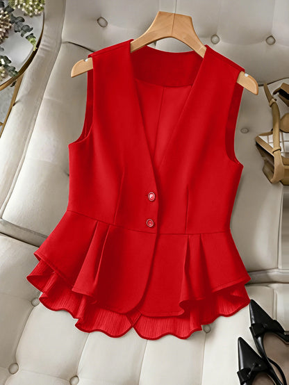 Peplum Waistcoat with Chiffon Hem