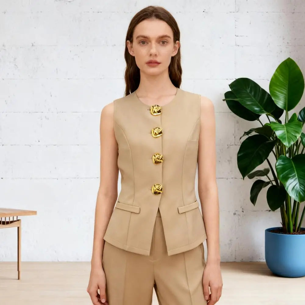 Waist-Cinching Crew-Neck Vest