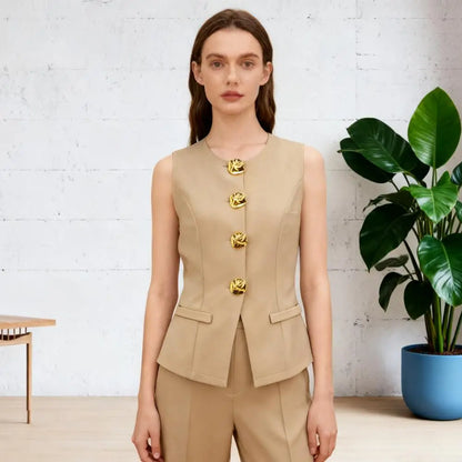 Waist-Cinching Crew-Neck Vest