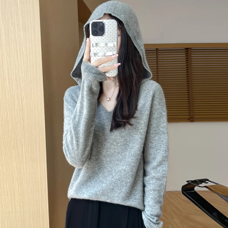 Hooded Wool-Blend Pullover Sweater