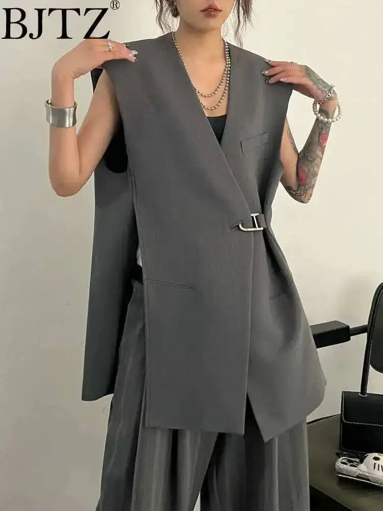 Sleeveless Notched Blazer Vest