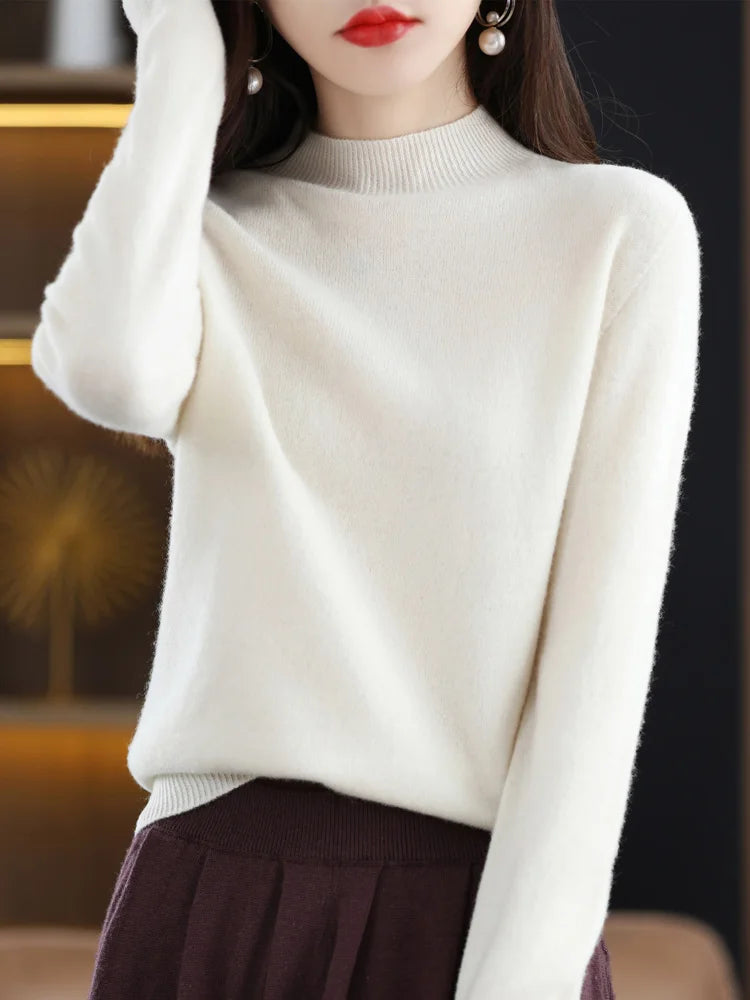 Wool-Blend Mock-Neck Sweater