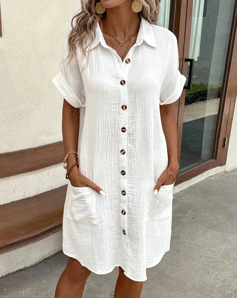 Knee-Length V-Neck Day Dress