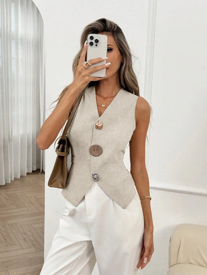 Linen-Blend Back-Tie Waistcoat