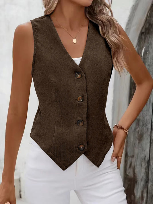 Fine-Cord V-Neck Waistcoat