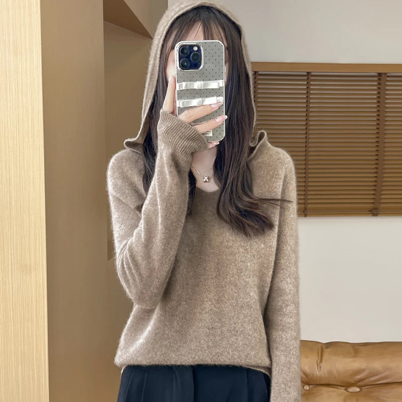 Hooded Wool-Blend Pullover Sweater