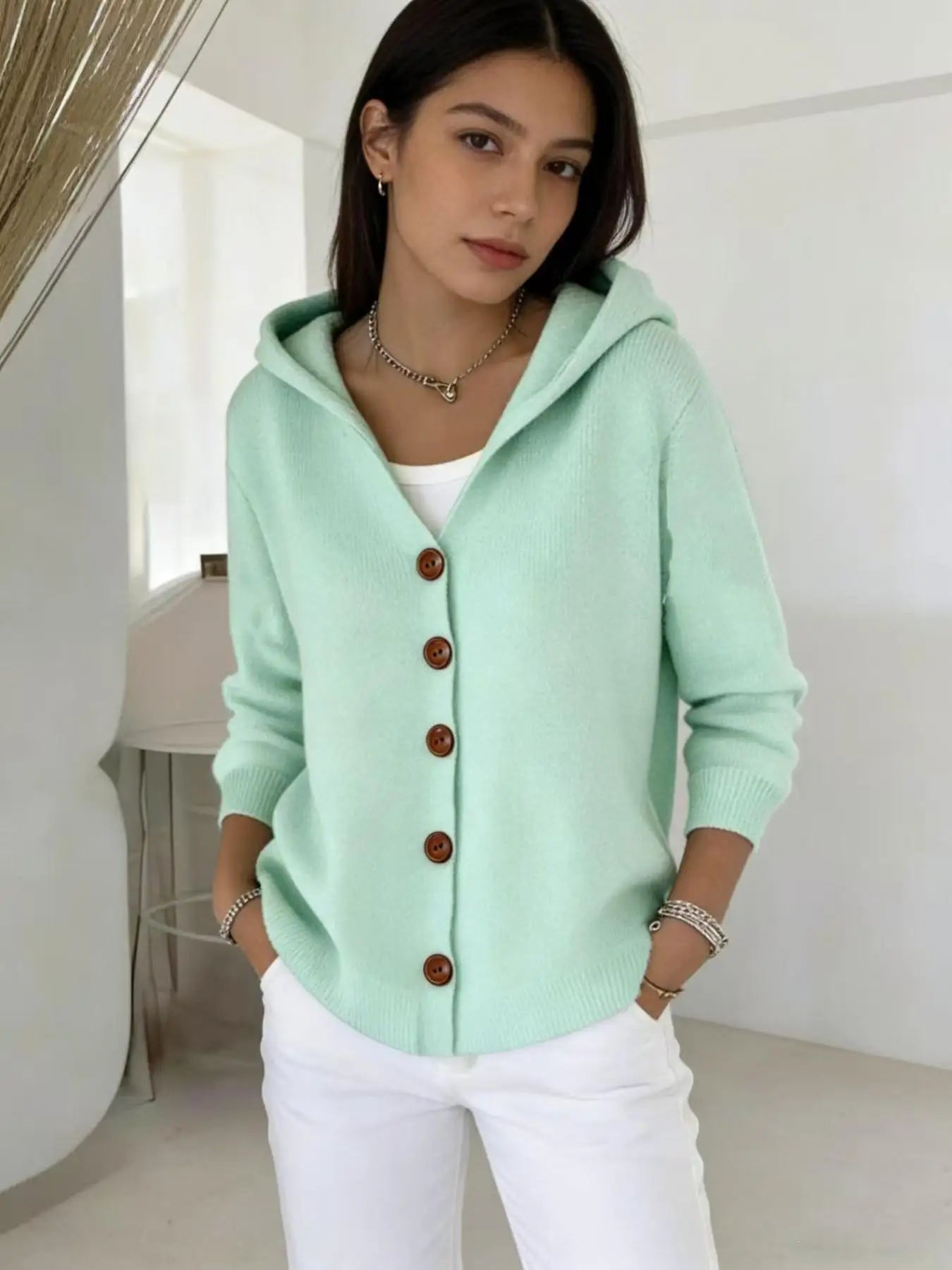 Hooded Knit Cardigan