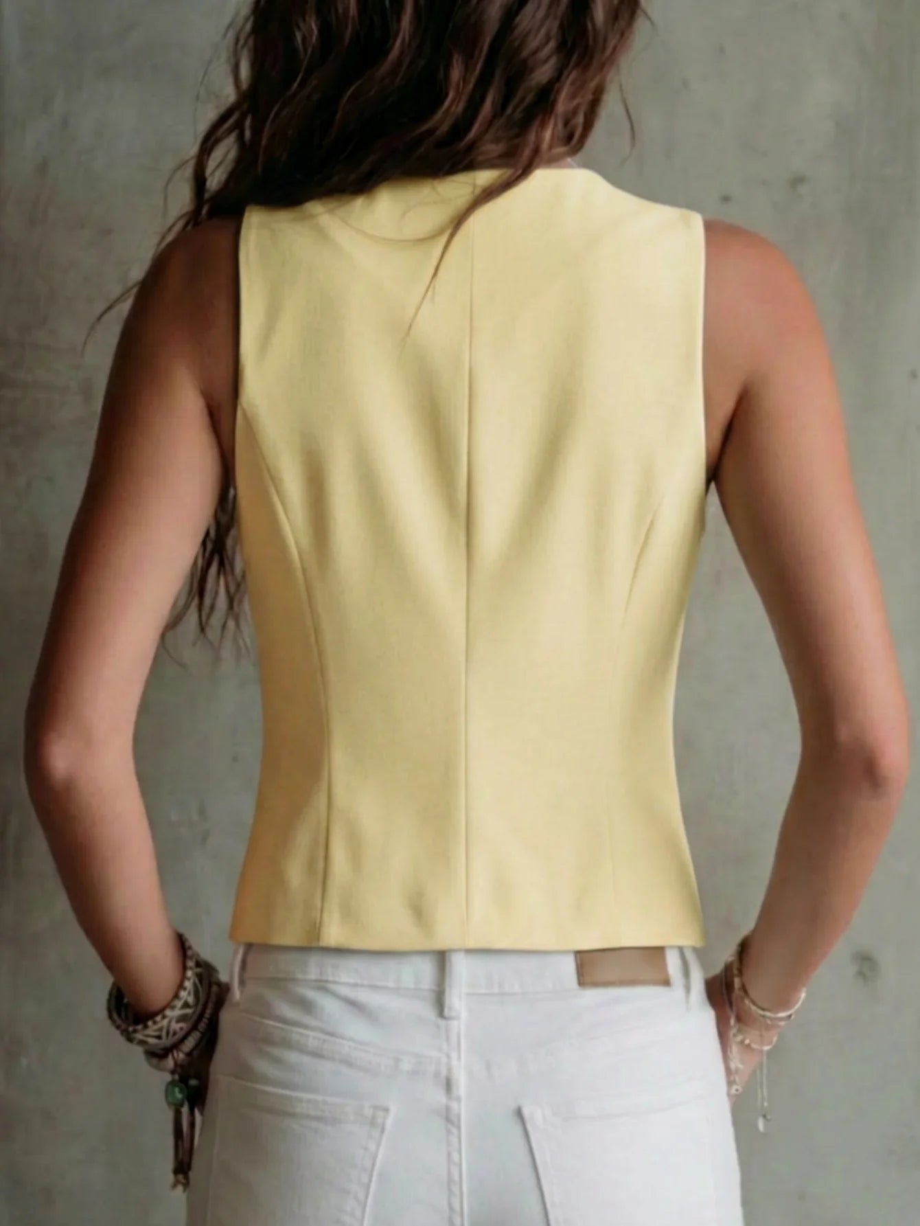 V-Neck Button-Front Tailored Waistcoat