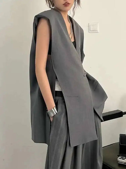Sleeveless Notched Blazer Vest
