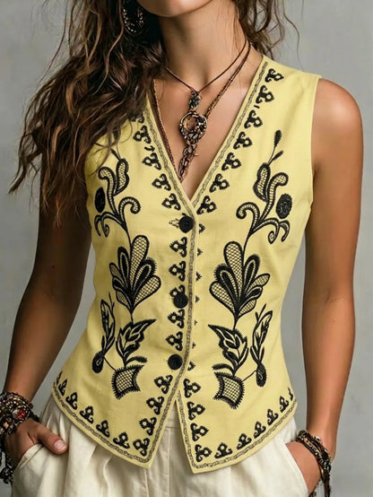 Embroidered Cotton Waistcoat