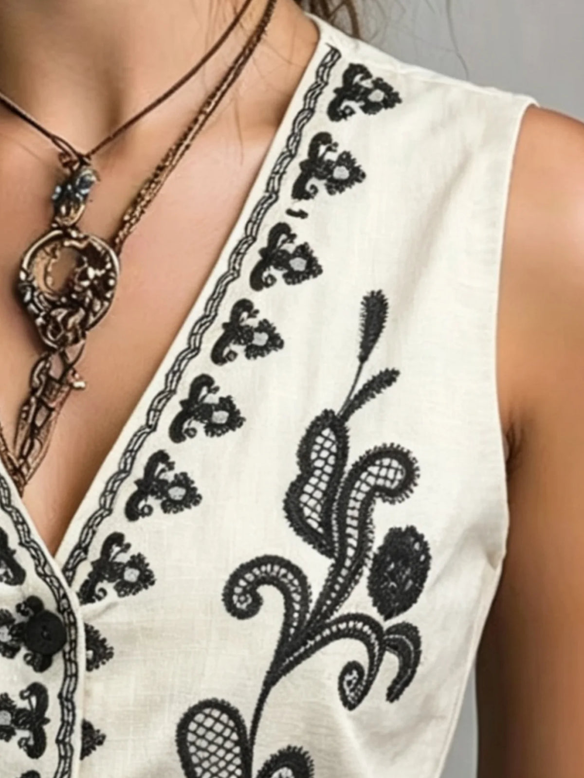 Embroidered Cotton Waistcoat