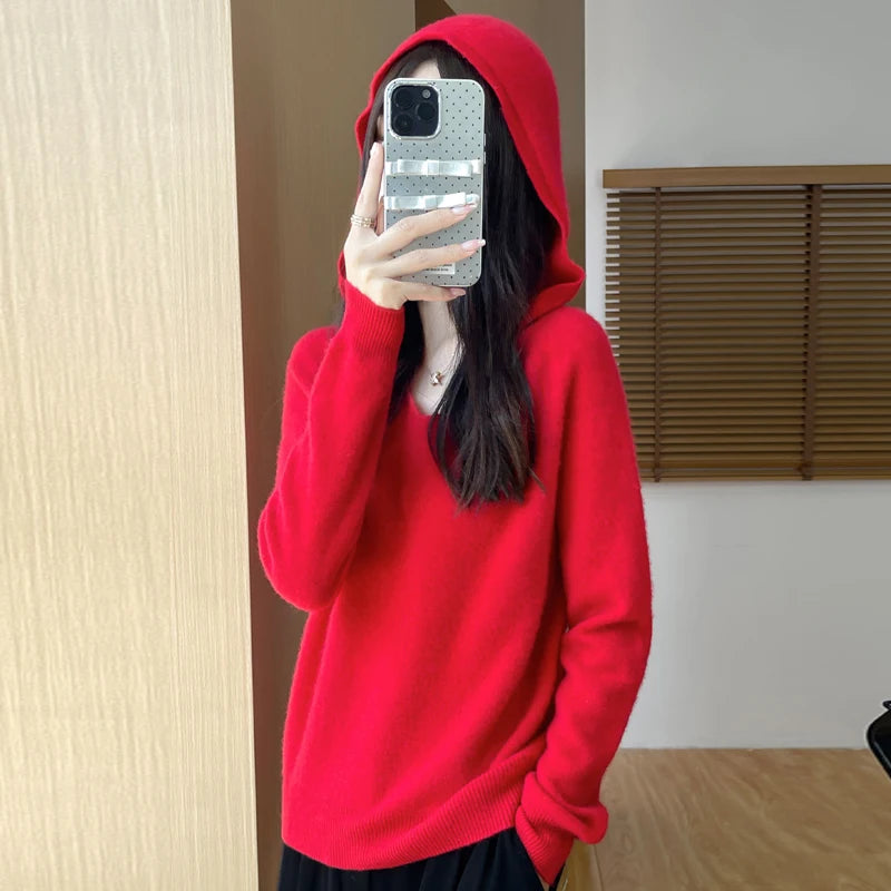 Hooded Wool-Blend Pullover Sweater
