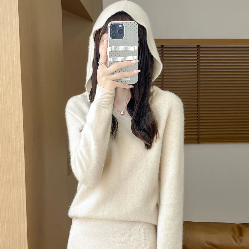 Hooded Wool-Blend Pullover Sweater
