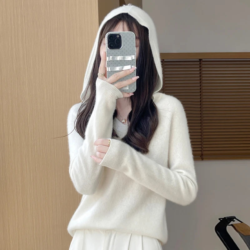 Hooded Wool-Blend Pullover Sweater