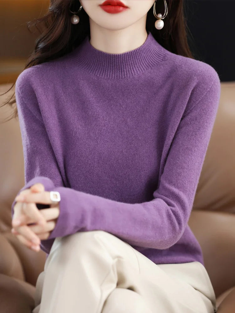 Wool-Blend Mock-Neck Sweater