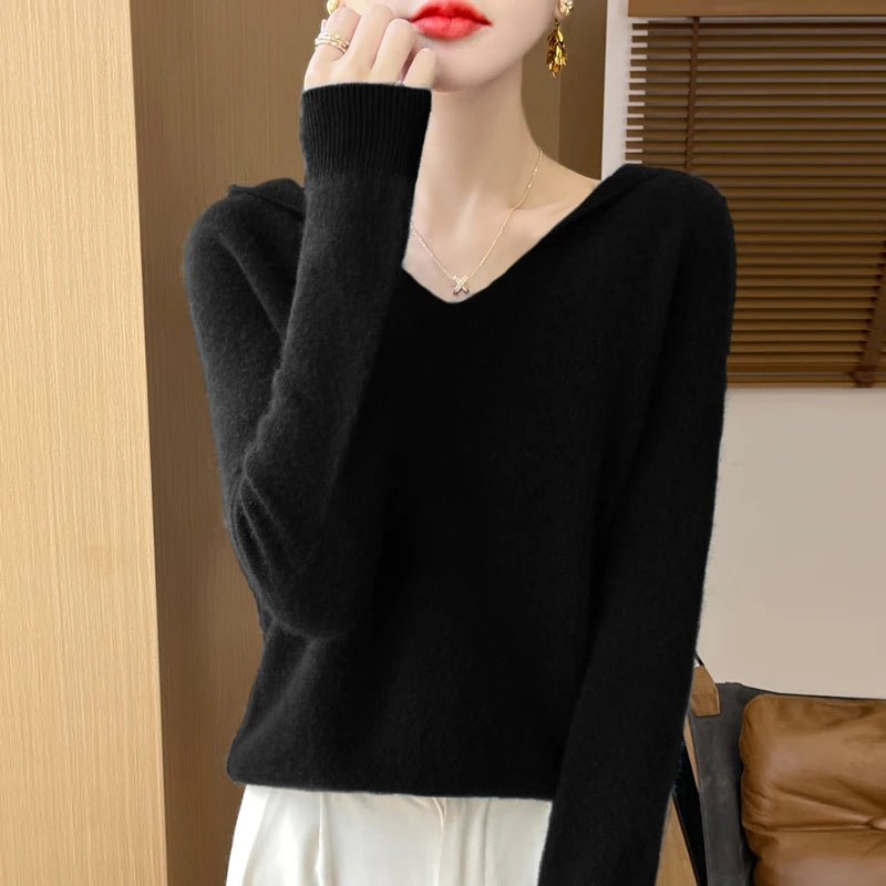 Hooded Wool-Blend Pullover Sweater