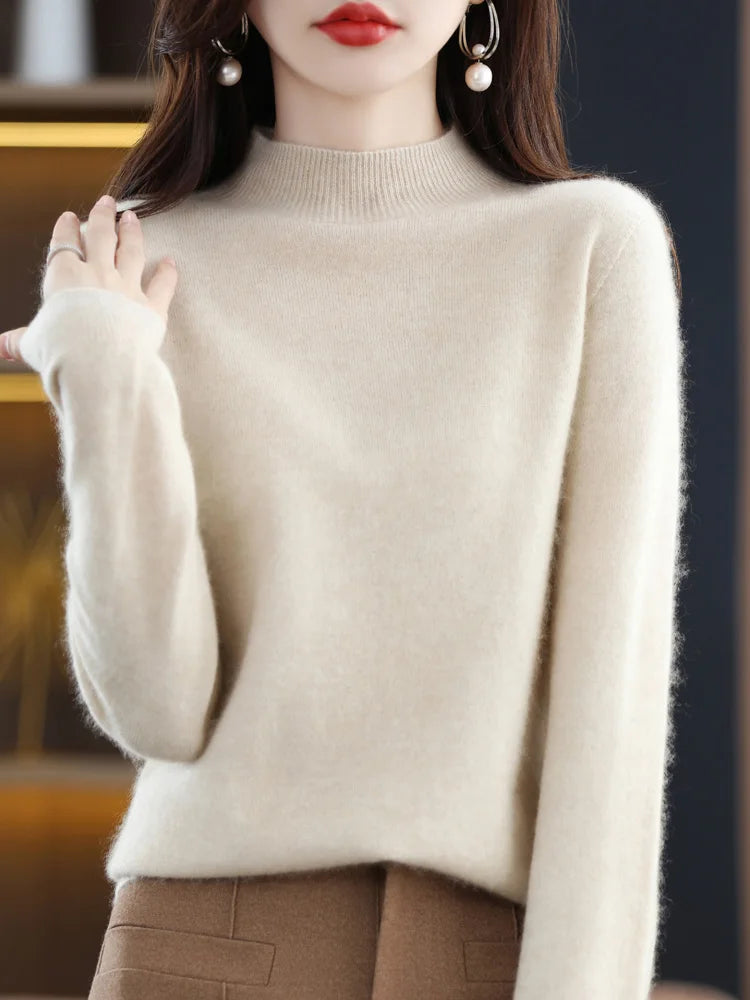 Wool-Blend Mock-Neck Sweater
